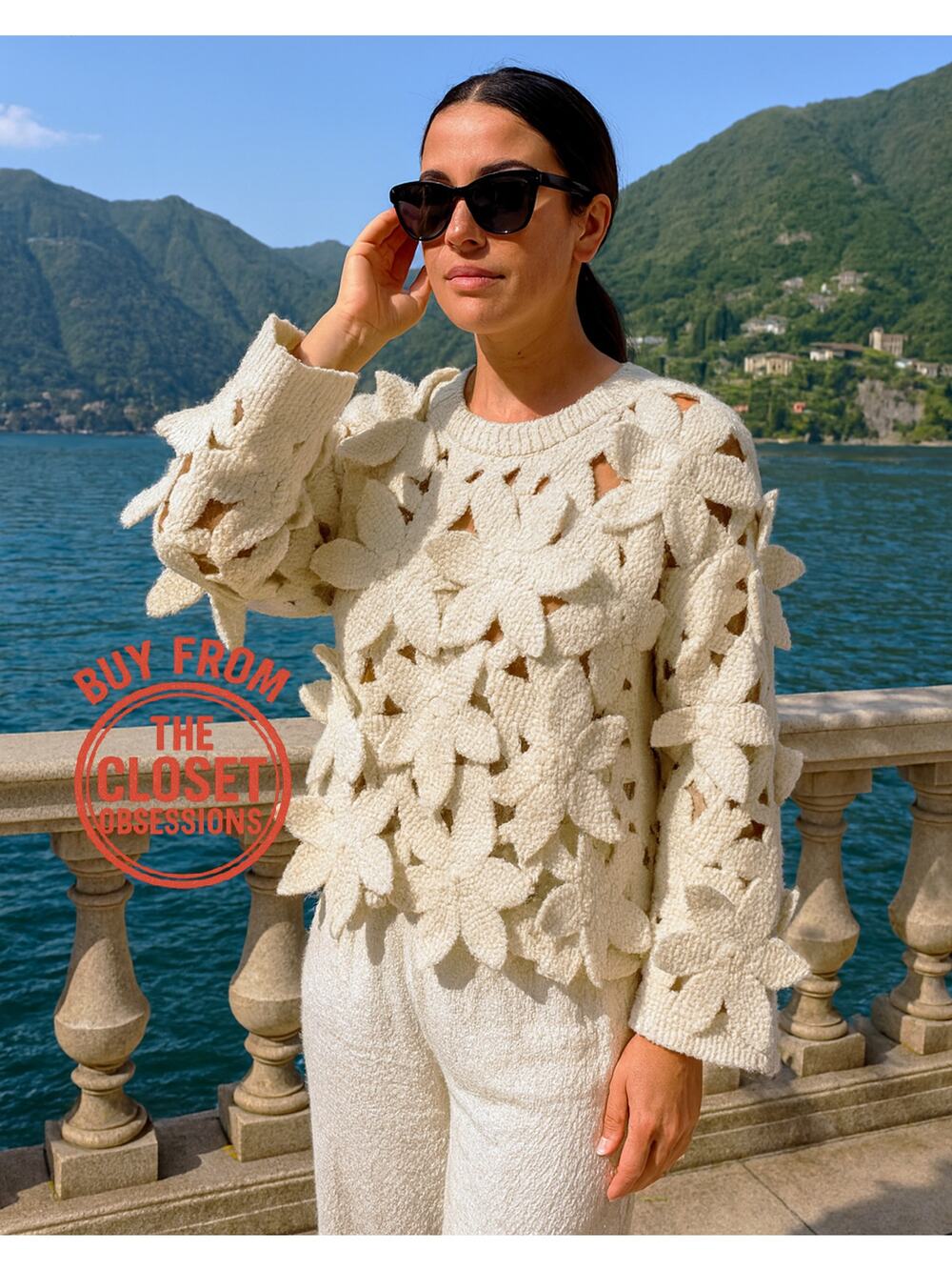 ZARA Floral Applique Cut Out Sweater NWT 3D Flower Knit Size M Rare